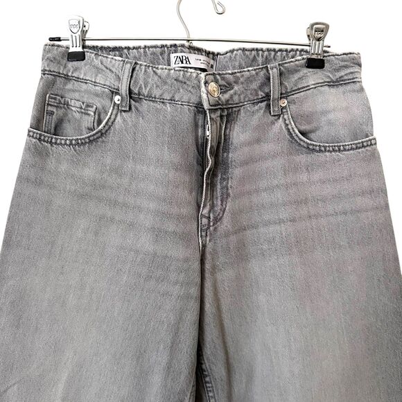 ZARA Faded Wide Leg Relaxed Jean Gray Sz 4 - Picture 4 of 6